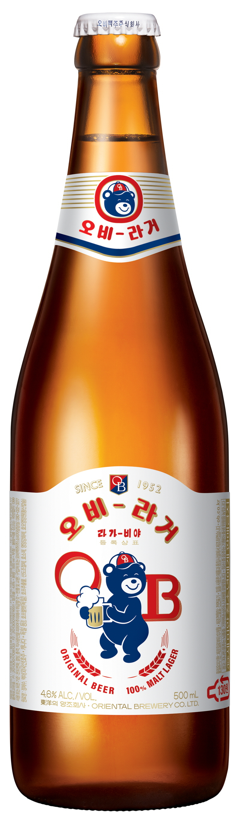 'OB라거' 500ml 병맥주 제품 이미지 [제공=오비맥주]
