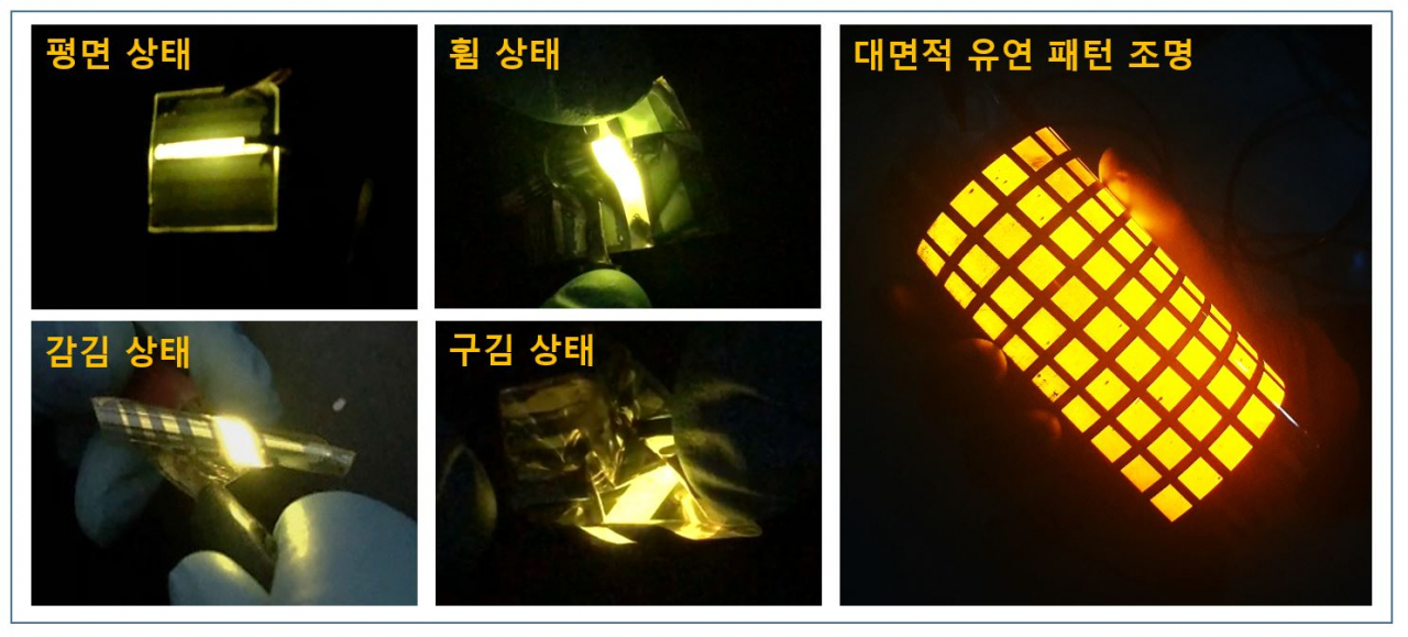 초고속 대면적 광원으로 제작한 투명 전극 기반의 유연 OLED 조명.[한국기계연구원 제공]
