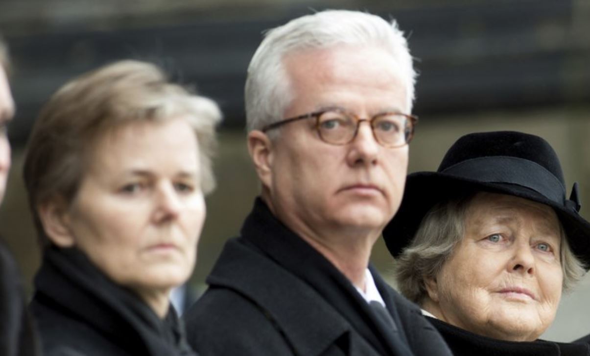 In this Feb. 11, 2015 photo, from left, the children Beatrice von Weizsäcker and Fritz von Weizsaecker and the wife Marianne von Weizsaecker attend the funeral for the former German President Richard von Weizsaecker in Berlin, Germany. Fritz von Weizsaecker has been killed on Tuesday, Nov. 19, 2019 while he was giving a lecture at a hospital in Berlin where he also worked as a physician. (AP file)