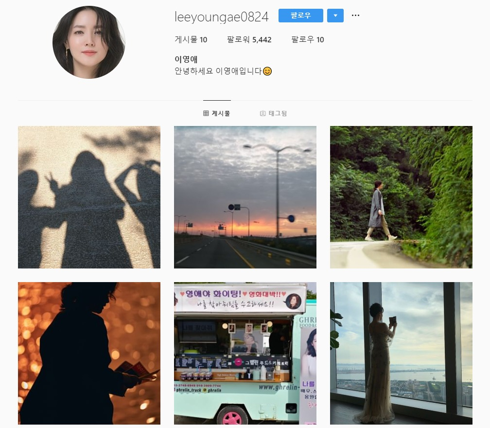 지난 20일 배우 이영애가 개설한 인스타그램 계정과 게시물들. [이영애 인스타그램 캡처]