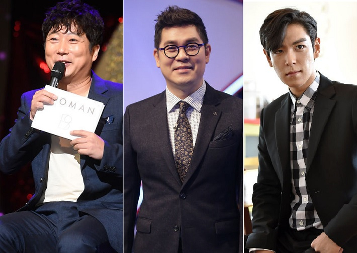 더불어민주당 오영훈 의원 등이 발의한 방송법 개정안의 통과에 연예계가 바짝 긴장하고 있다. 해당 법안의 통과되면 마약, 성범죄, 음주운전, 도박 등으로 금고 이상의 형이 확정된 사람은 방송출연이 불가능해 진다. 사진은 불법 도박과 마약 투약 혐의로 금고 이상의 형이 선고된 이수근, 김용만, 빅뱅 탑의 모습. [OSEN]