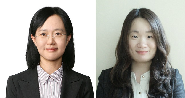 자발광 QLED 연구를 ‘네이처’에 게재한 삼성전자 종합기술원 장은주 펠로우, 원유호 전문연구원.[삼성전자 제공]