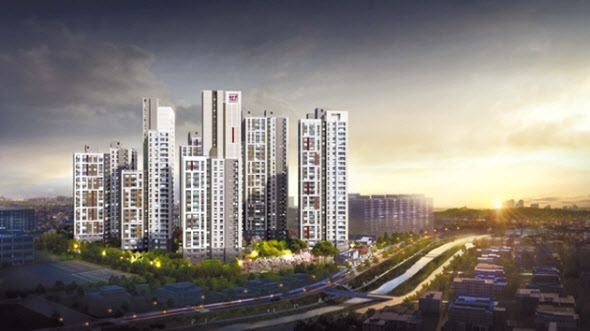 2022년 3월 입주 예정인 충북 청주시 청원구 율량동 ‘율량 금호어울림 센트로’ 투시도. [금호산업 자료]