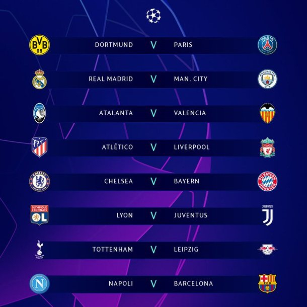 2019-2020 UCL 16강 대진표[ UEFA 홈페이지]
