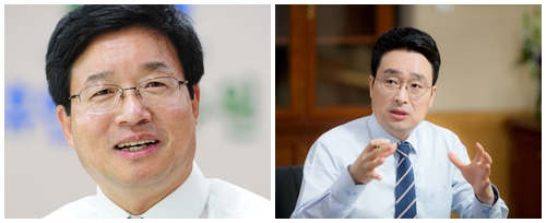 염태영 수원시장(왼쪽)과 이헌욱 사장(오른쪽).