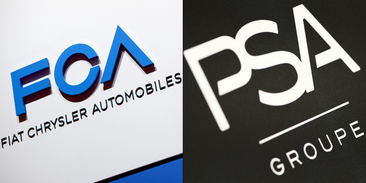 글로벌 자동차회사인 피아트크라이슬러(FCA)와 프랑스 푸조시트로엥(PSA)이 합병, 매출액기준 세계 3위 자동차 그룹으로 탄생했다. 사진은 피아트크라이슬러(FCA)와 프랑스 푸조시트로엥(PSA) 로고. [AFP]