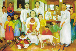 배운성, 가족도, 캔버스에 유채, 139x200.5cm