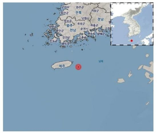 제주 동쪽 해상서 규모 2.4 지진 발생…기상청 “피해 없을 것”