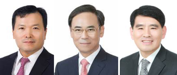 왼쪽부터 현대차증권 최병철 대표이사, 현대로템 이용배 대표이사, 현대·기아차 양희원 부사장