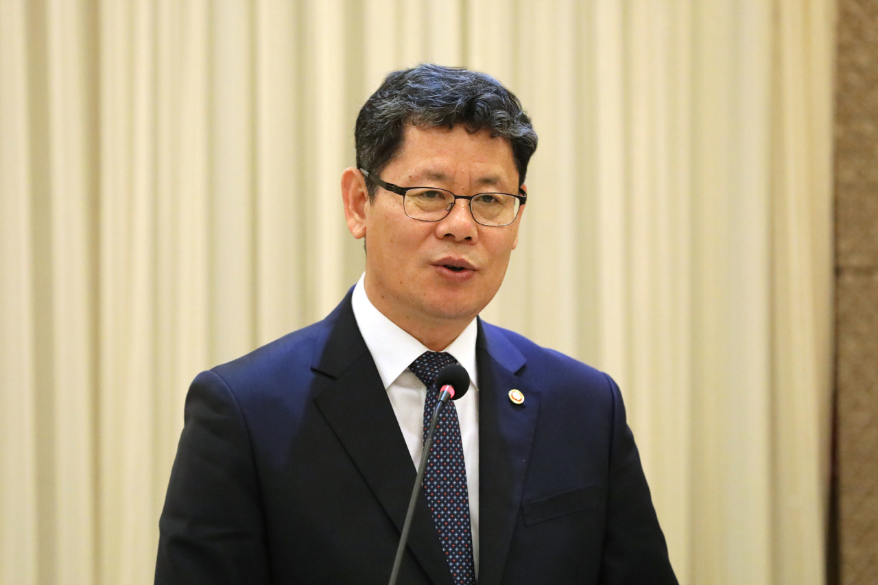 South Korean Unification Minister Kim Yeon-chul speaks during a press conference held in Seoul on Thursday. (Ministry of Unification)