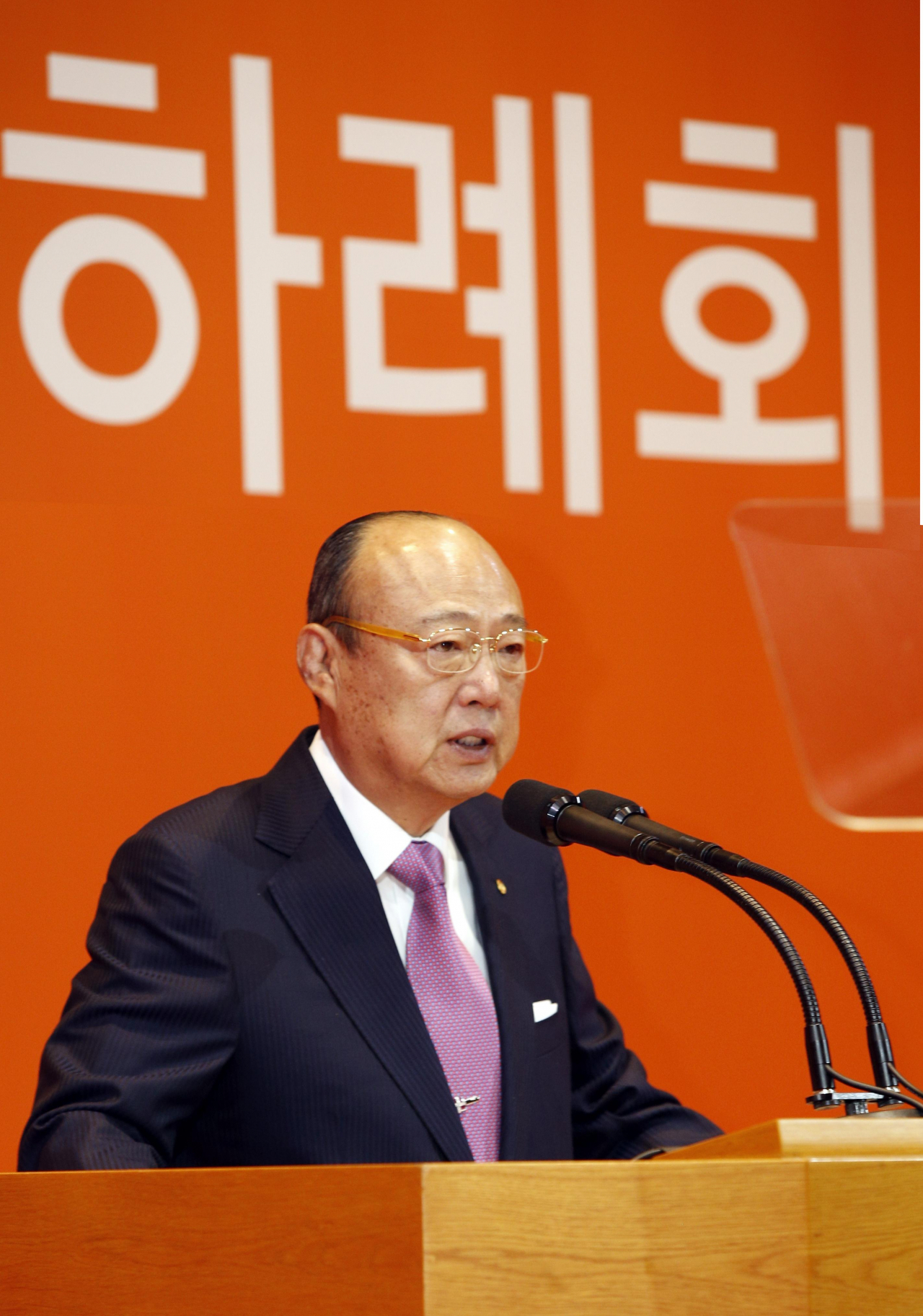 김승연 한화그룹 회장이 2일 오전 신년 하례회에서 신년사를 하고 있다. [한화그룹 제공]