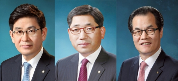왼쪽부터 정원재 우리카드 사장, 조운행 우리종금 사장, 이동연 우리FIS 사장