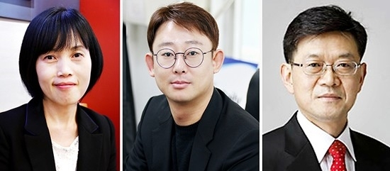스카이데일리 인사. 왼쪽부터 최은숙 부사장(경영지원본부장), 김신 전무(편집인), 이진녕 편집위원