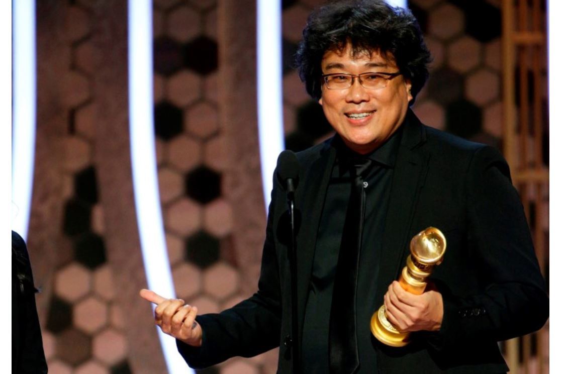 Director Bong Joon-ho receives award for Best Foreign Language Film at the 77th Golden Globe Awards ceremony held at the Beverly Hilton Hotel in Beverly Hills, California, on Jan. 5. (AP)