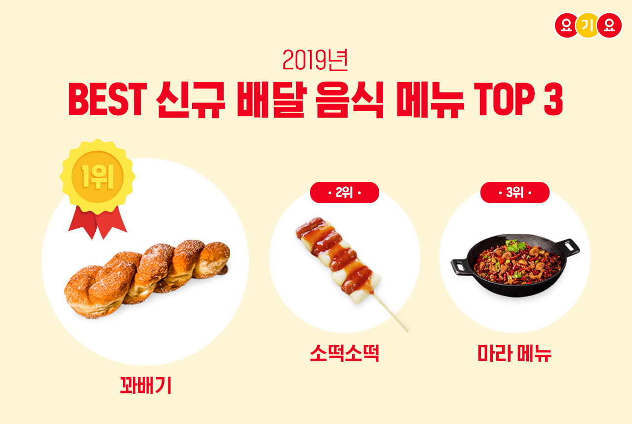 요기요 2019 베스트 신규 배달음식 메뉴 TOP3 [딜리버리히어로 코리아 제공]