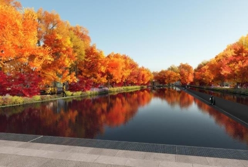 This image, provided by the Seoul Metropolitan Government, shows a pond in the envisioned highway-turned-park after completion. (Yonhap)