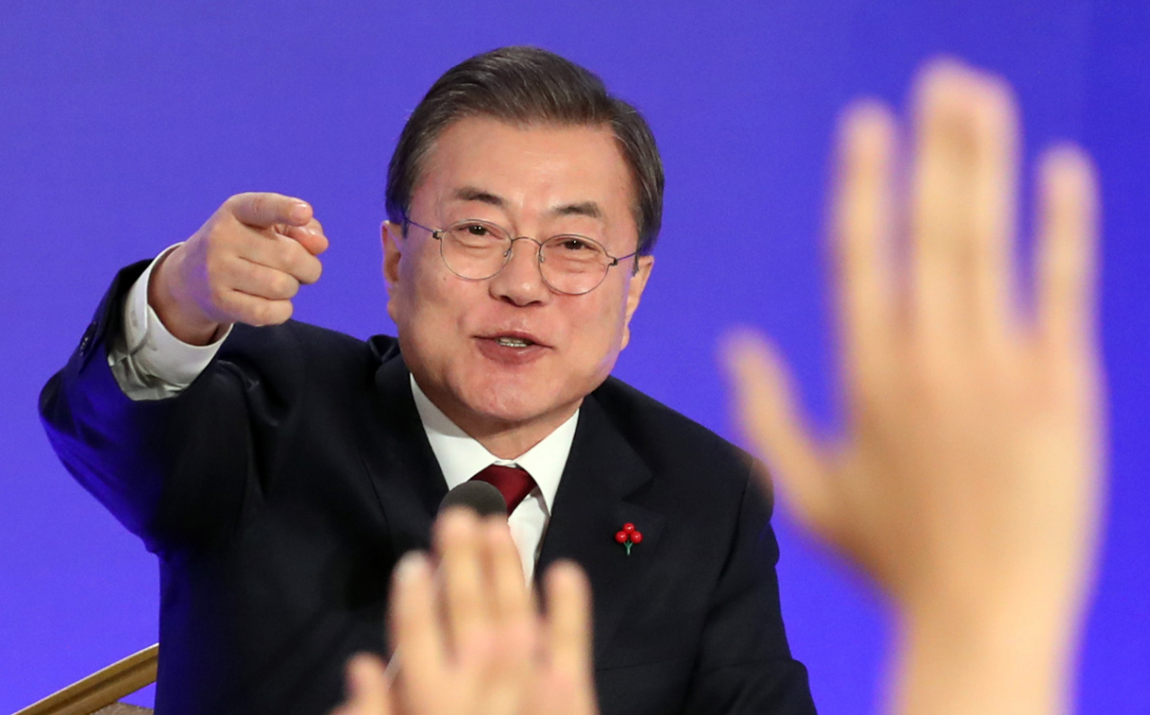 문재인 대통령은 14일 신년 기자회견에서 퇴임 이후 “좋지 않은 모습은 아마 없을 것”이라고 말했다. [연합]