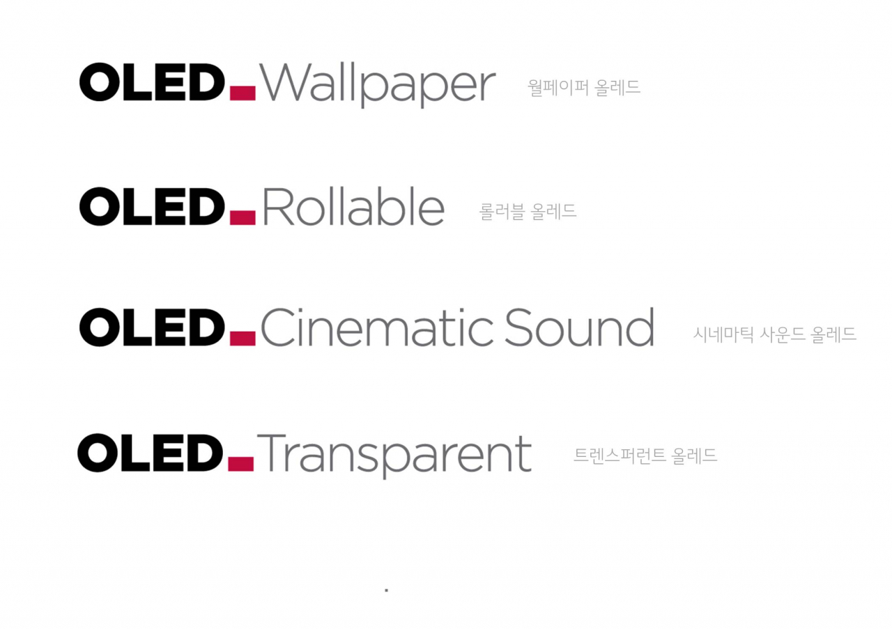 새 로고는 붉은점을 언더바처럼 활용해 차별화된 OLED의 기술을 써넣을 수 있도록 디자인됐다. [LG디스플레이 제공]
