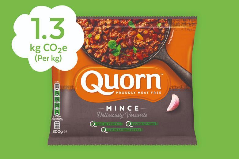 탄소발자국 데이터가 라벨에 표시된 영국 퀀(Quorn)사 제품