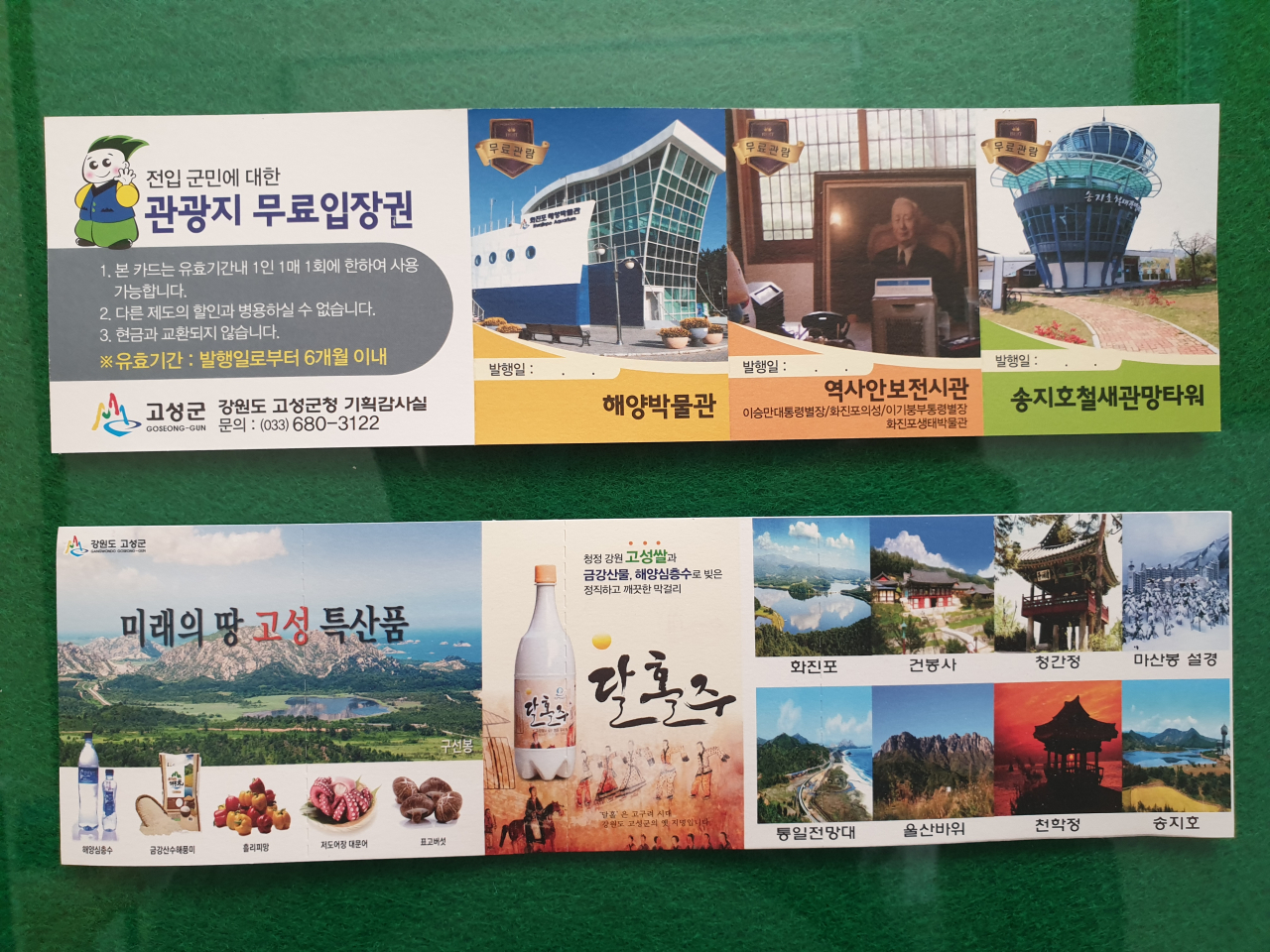 고성군관광지 무료입장권.