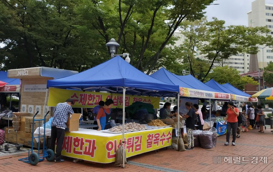 지난 추석때 열린 마포구 직거래장터.