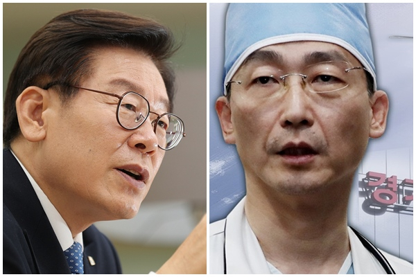이재명 경기도지사(왼쪽)과 이국종 아주대교수(오른쪽)