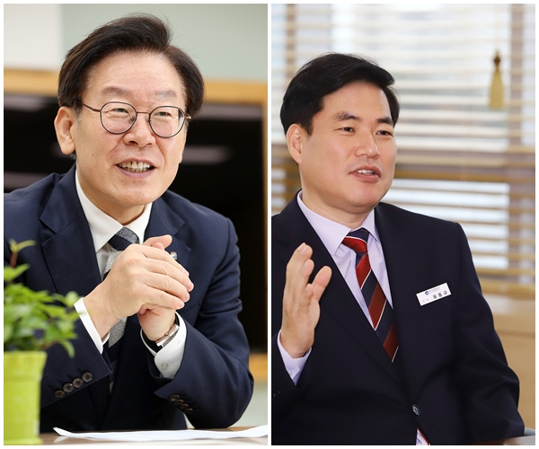이재명 경기지사(왼쪽)과 유동규 경기관광공사 대표(오른쪽)