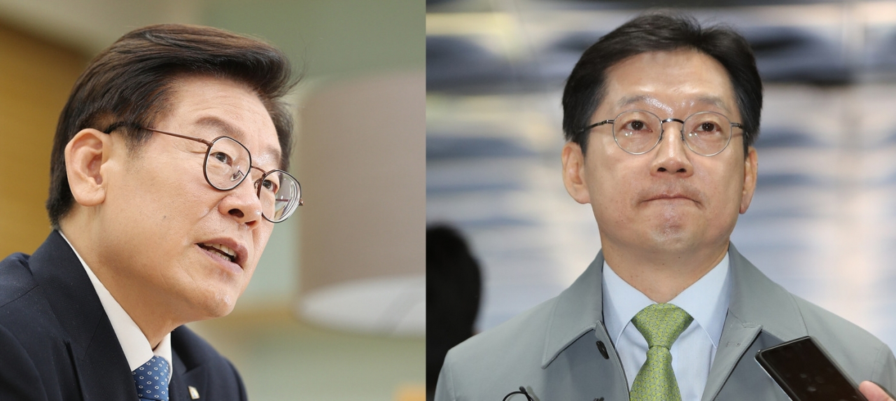 왼쪽부터 이재명 경기도지사, 김경수 경남도지사.
