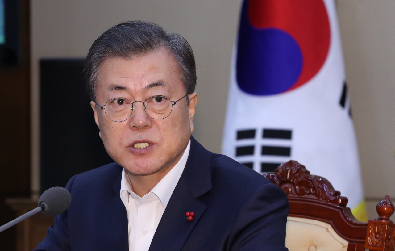지난 20일 오후 청와대에서 열린 수석·보좌관 회의에서 발언하고 있는 문재인 대통령 [연합뉴스]