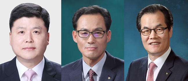우리금융 그룹임원후보추천위가 28일 발표한 우리은행장 후보 3인. 왼쪽부터 권광석 새마을금고중앙회 신용공제대표, 김정기 우리은행 영업지원부문장 겸 HR그룹장, 이동연 우리FIS 대표이사
