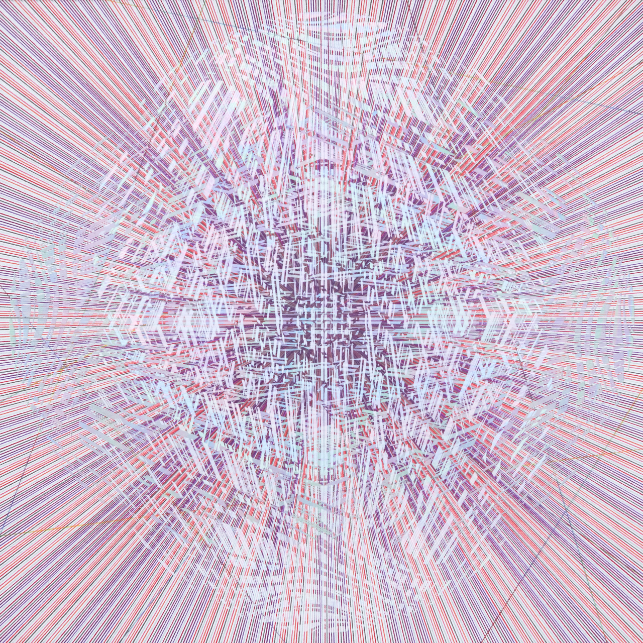 지근욱, Cohesive Sphere - 0028, 64x64cm, 캔버스에 아크릴, 색연필, 2019[space xx 제공]