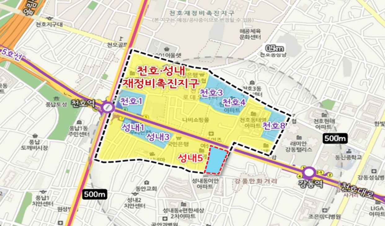 서울 강동구 성내5구역 위치도. [자료=서울시]