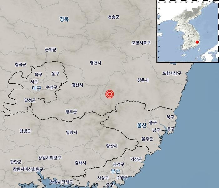 지진 발생위치.[기상청 제공]