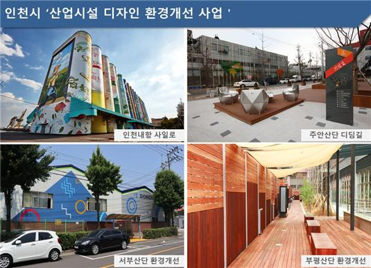 인천 산업 시설의 디자인 환경 개선 사업을 한 공장 모습들. [인천시 제공]