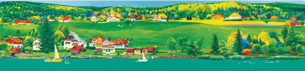 볼프강 호수의 여름(Summer at the Wolfgangsee) 2020, Acrylic on Canvas, 112.1&times;486.6cm [포스코미술관 제공]