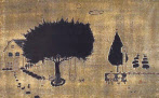 휴일의 정원. 2000, Watercolour and ink on traditional Korean paperhandmade, 86&times;139cm