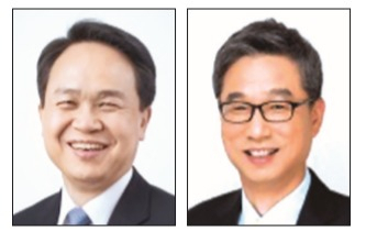 왼쪽부터 진옥동 신한은행장, 허인 국민은행장.