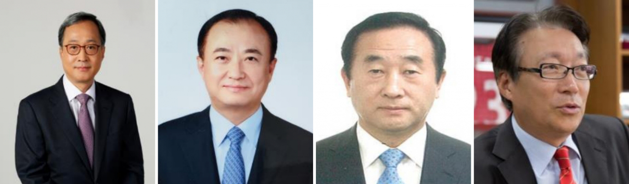 한진그룹 정상화를 위한 주주연합이 제시한 사내이사 및 기타 비상무이사. 왼쪽부터 김신배, 배경태, 김치훈, 함철호 후보. [주주연합 제공]