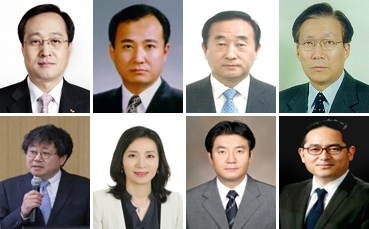 조현아 전 대한항공 부사장 측 사내이사 후보로 나섰던 김치훈 전 한국공항 상무가 후보를 사퇴하면서 조원태 한진그룹 회장의 경영권 방어에 청신호가 켜졌다. 사진 윗줄 왼쪽부터 사내이사 후보인 SK텔레콤 대표이사 사장을 지낸 김신배 의장, 배경태 전 삼성전자 중국총괄 부사장, 김치훈 전 대한항공 상무, 함철호 전 티웨이항공 대표이사, 사진 아랫줄 왼쪽부터 사외이사 후보인 서윤석 이화여대 교수, 여은정 중앙대 경영경제대학 교수, 이형석 수원대 공과대학 교수, 구본주 법무법인 사람과사람 변호사. [주주연합 제공]