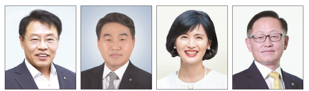 왼쪽부터 김영주 신임 부행장, 윤완식 신임 부행장, 임찬희 신임 부행장, 최성재 신임 부행장.