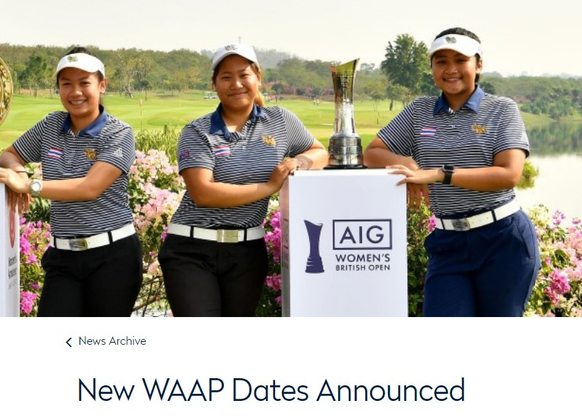 R&A가 WAAP대회 일정 확정 소식을 홈페이지에 게재했다.