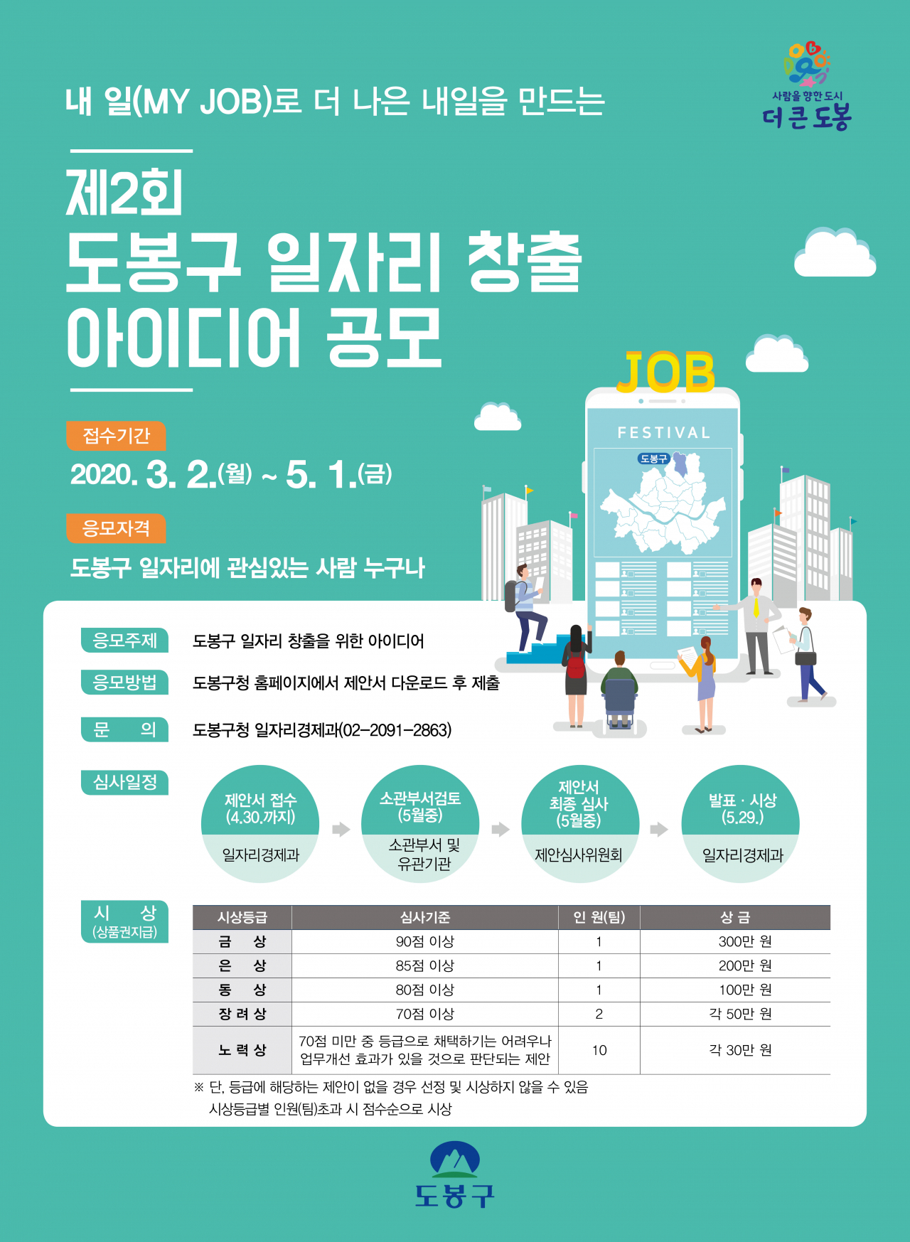 도봉구 제2회 도봉구 일자리 창출 아이디어 공모 포스터.