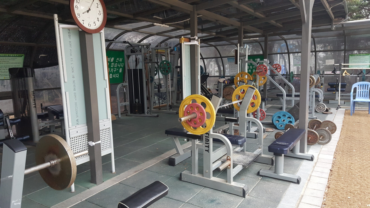 동망봉에 있는 야외 헬스시설이다. 규모가 웬만한 헬스장보다 크다.