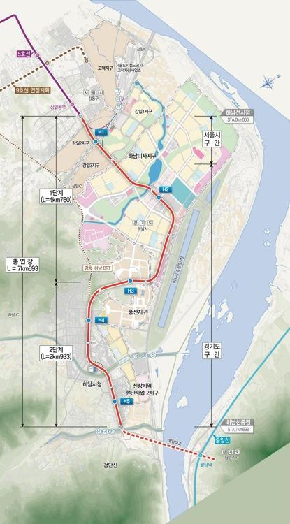 하남선 복선전철 노선도 [국토교통부 제공]