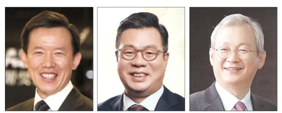 왼쪽부터 최현만 미래에셋대우 수석부회장, 정일문 한국투자증권 사장, 정영채 NH투자증권 사장.