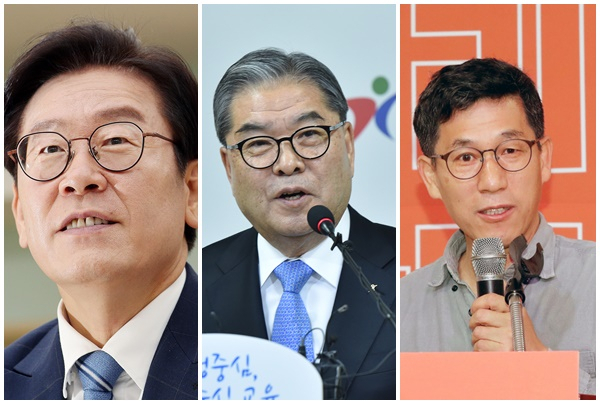 왼쪽부터 이재명경기지사 이재정 경기교육감 진중권 전 동양대교수.
