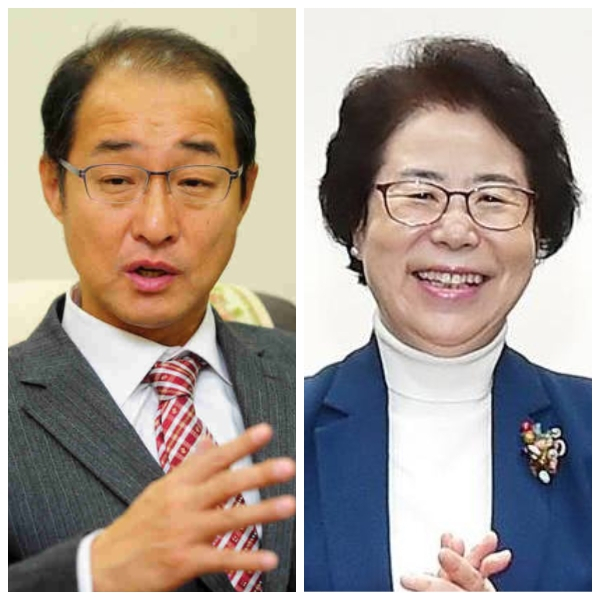 이성만 예비후보와 홍미영 전 인천 부평구청장〈사진 왼쪽부터〉