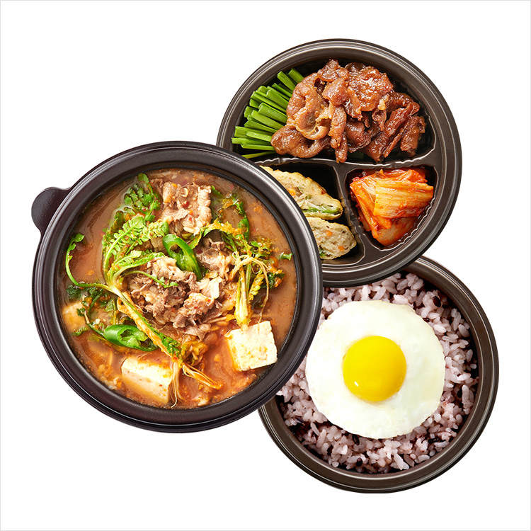 본도시락 봄 신메뉴 ‘봄냉이우삼겹된장찌개’ 도시락 메뉴 이미지 [제공=본아이에프]