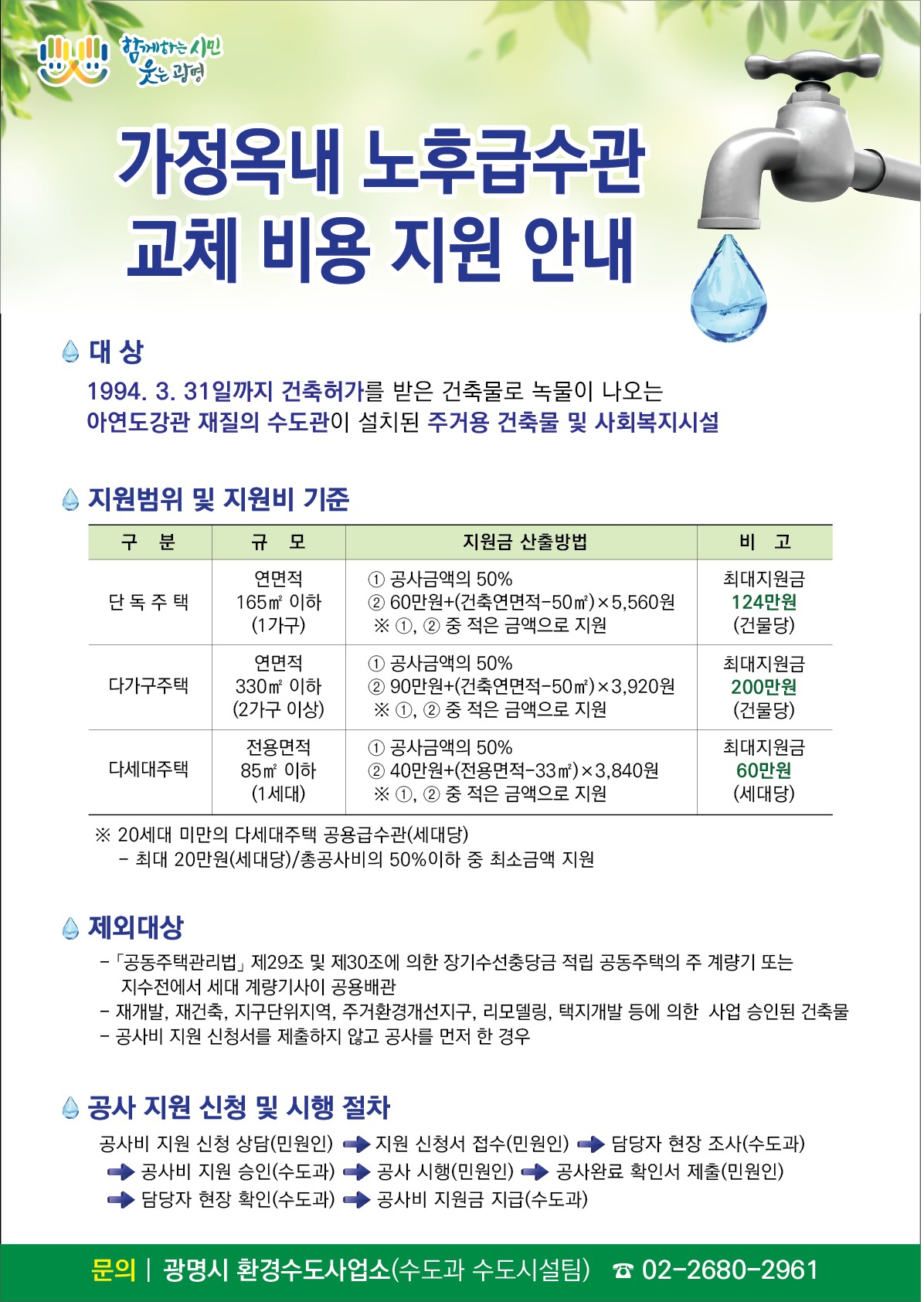 광명시는 노후급수관 교체 비용을 지원한다. [광명시 제공]