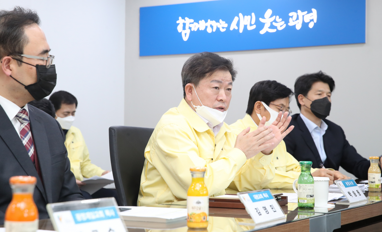 박승원 시장은 광명 기독교연합회 임원 9명과 긴급 간담회를 가졌다. [광명시 제공]